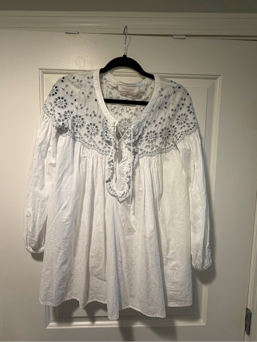 See By Chloe White Embroidered Peasant Blouse